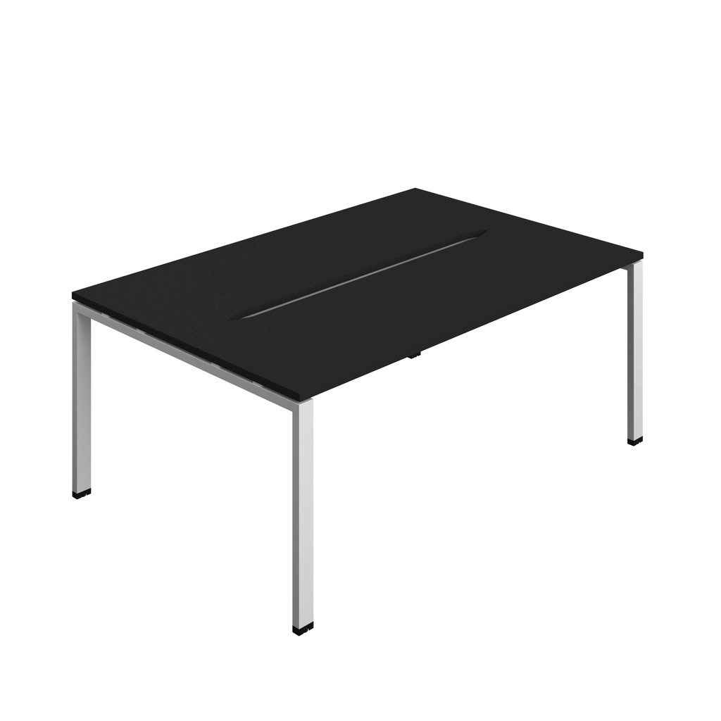 Synergy Bench With Cut Out: 2 Person (Fsc) | Goal Post Leg | 1800 X 600 | Black/Silver