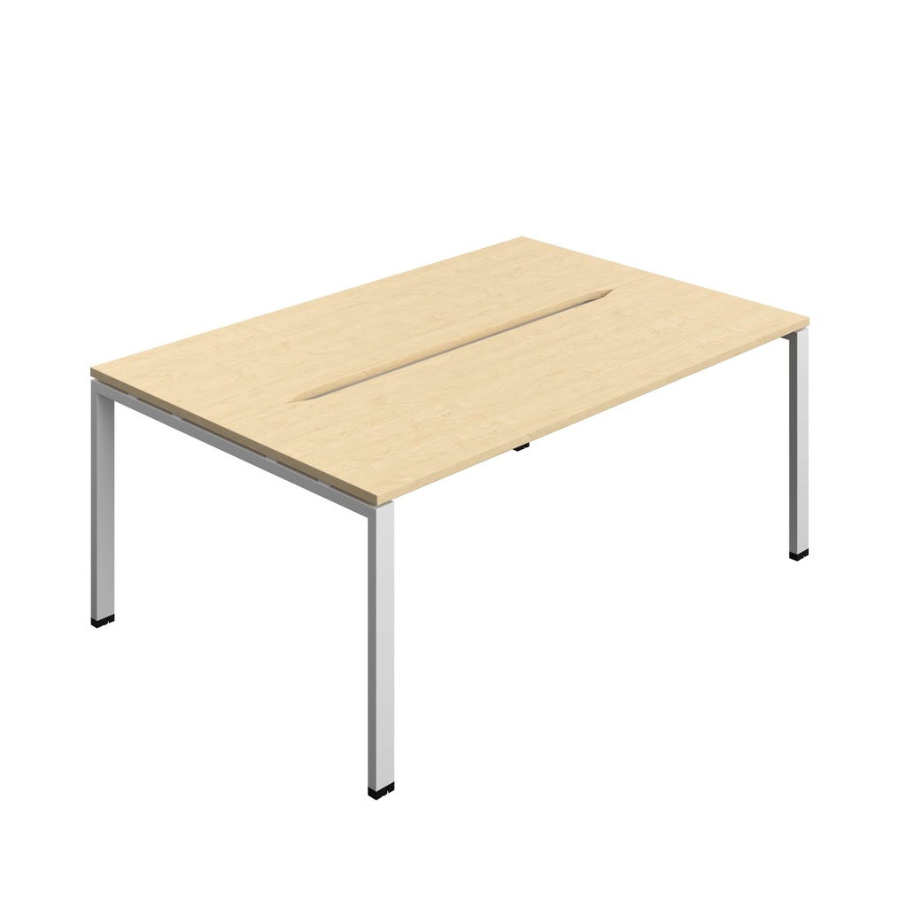 Synergy Bench With Cut Out: 2 Person (Fsc) | Goal Post Leg | 1800 X 600 | Maple/Silver