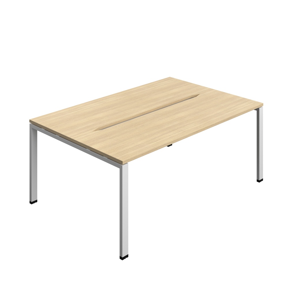 Synergy|2P Bench Desk|Cut Out|Goal Post|1800X600|Nova Oak-Silver