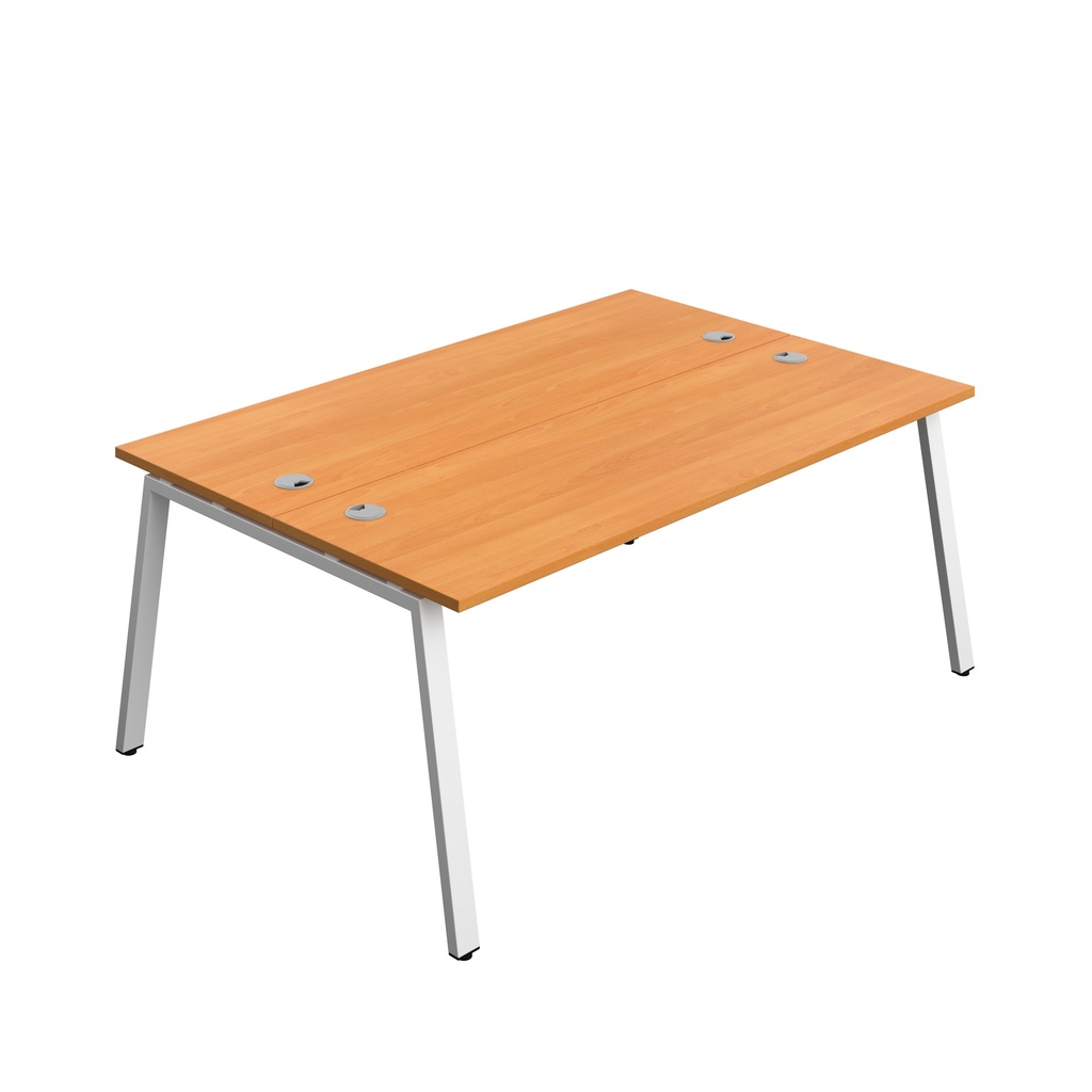 Synergy|2P Bench Desk|Cable Ports|A-Frame|1800X600|Beech-White