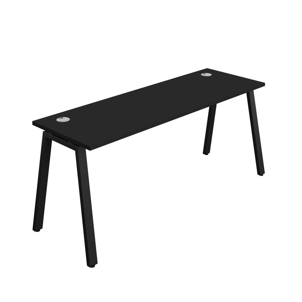 Synergy|1P Bench Desk|Cable Ports|A-Frame|1800X600|Black-Black