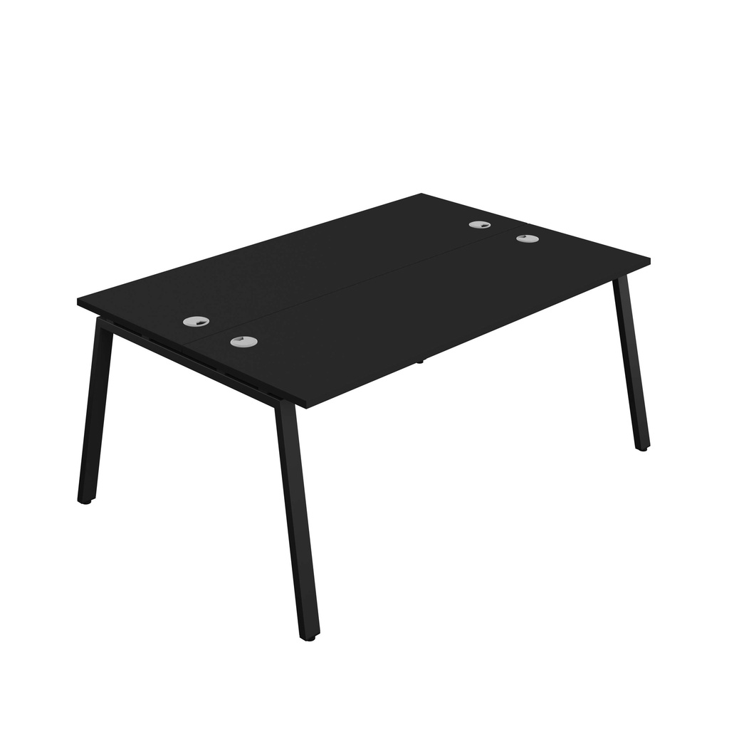 Synergy Bench With Cable Ports: 2 Person (Fsc) | A-Frame Leg | 1800 X 600 | Black/Black