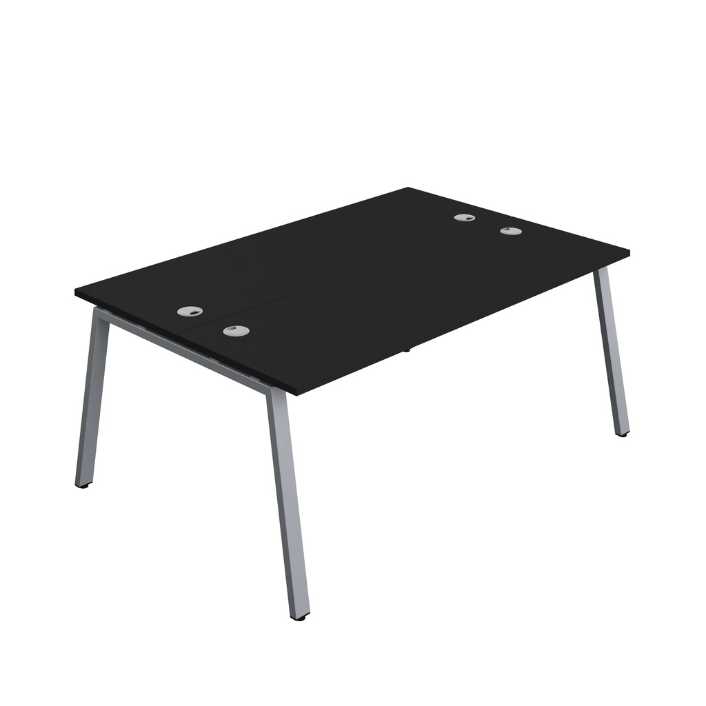 Synergy Bench With Cable Ports: 2 Person (Fsc) | A-Frame Leg | 1800 X 600 | Black/Silver