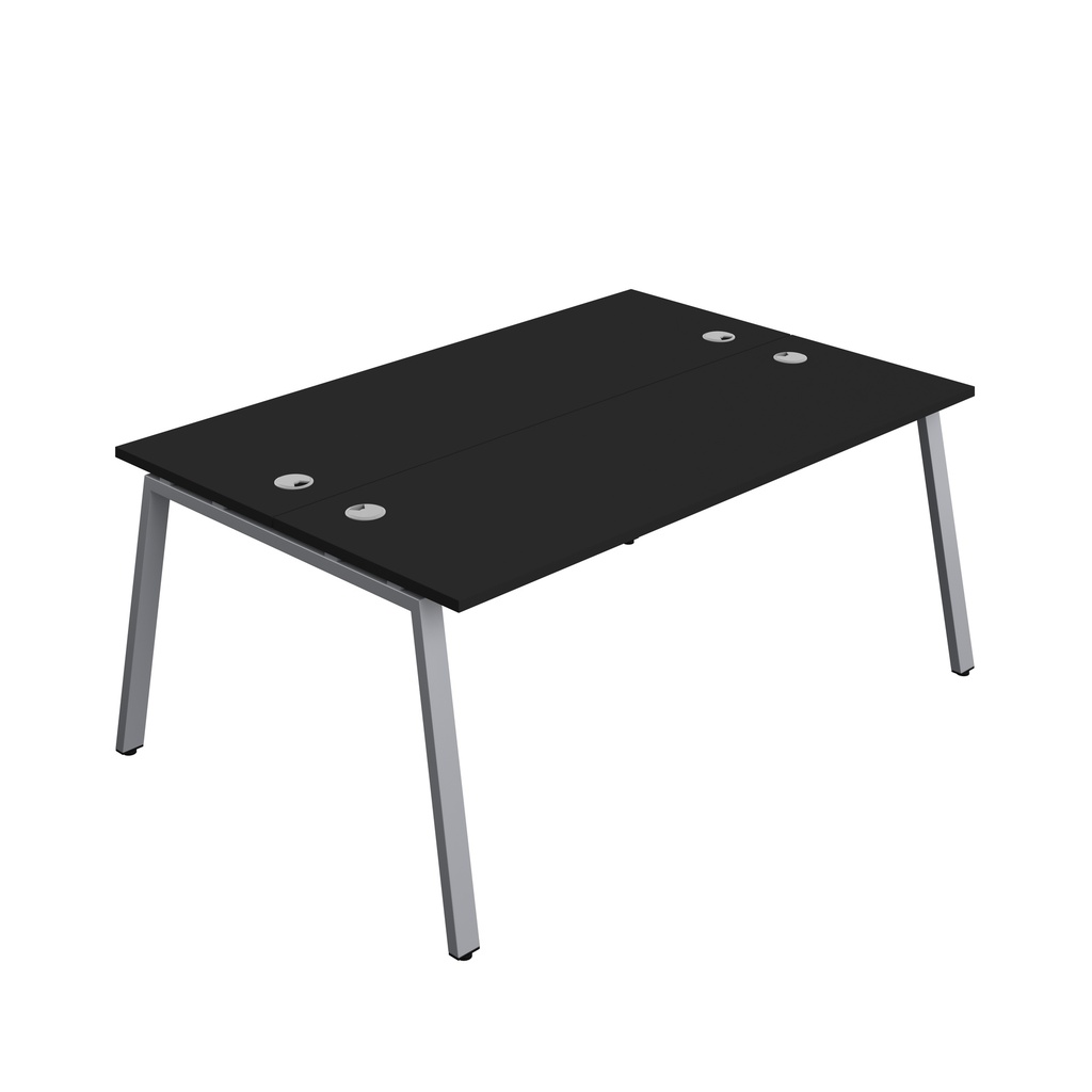 Synergy|2P Bench Desk|Cable Ports|A-Frame|1800X600|Black-Silver
