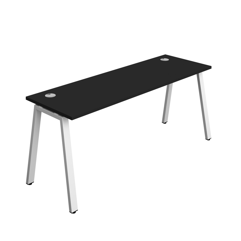Synergy|1P Bench Desk|Cable Ports|A-Frame|1800X600|Black-White