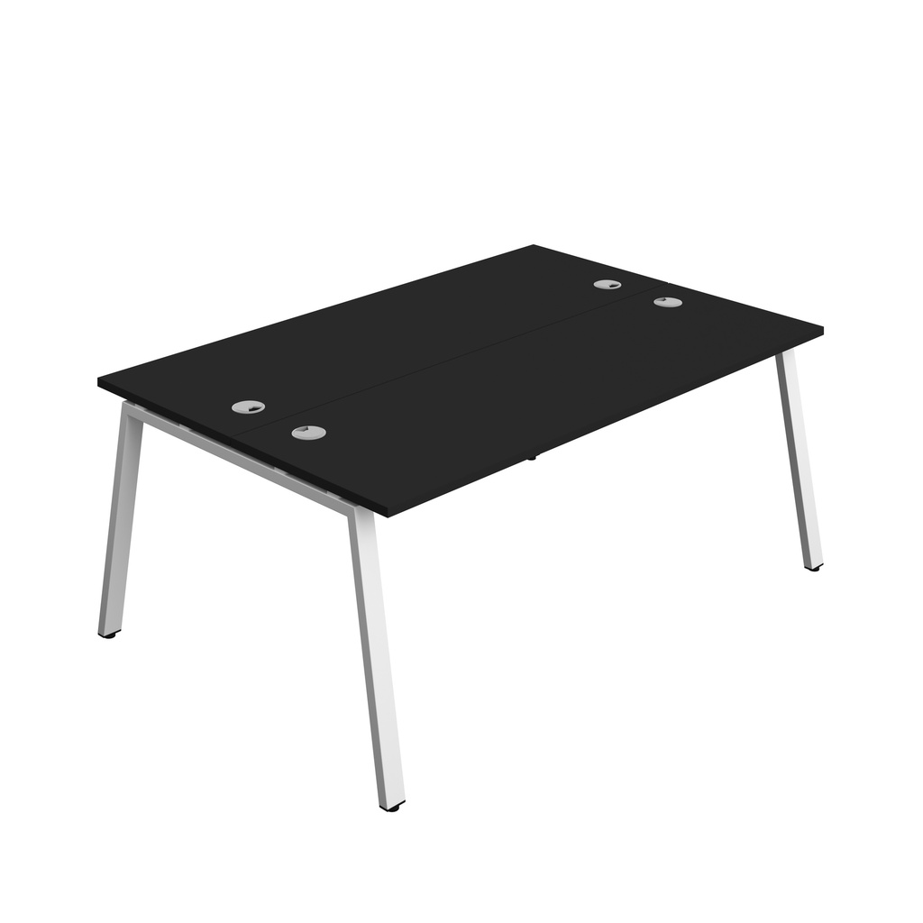 Synergy|2P Bench Desk|Cable Ports|A-Frame|1800X600|Black-White