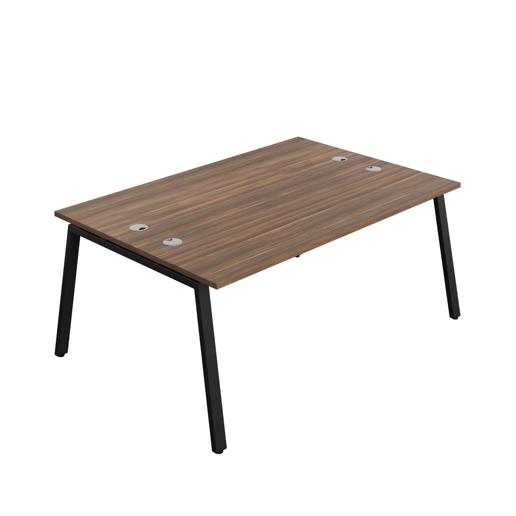 Synergy Bench With Cable Ports: 2 Person (Fsc) | A-Frame Leg | 1800 X 600 | Dark Walnut/Black