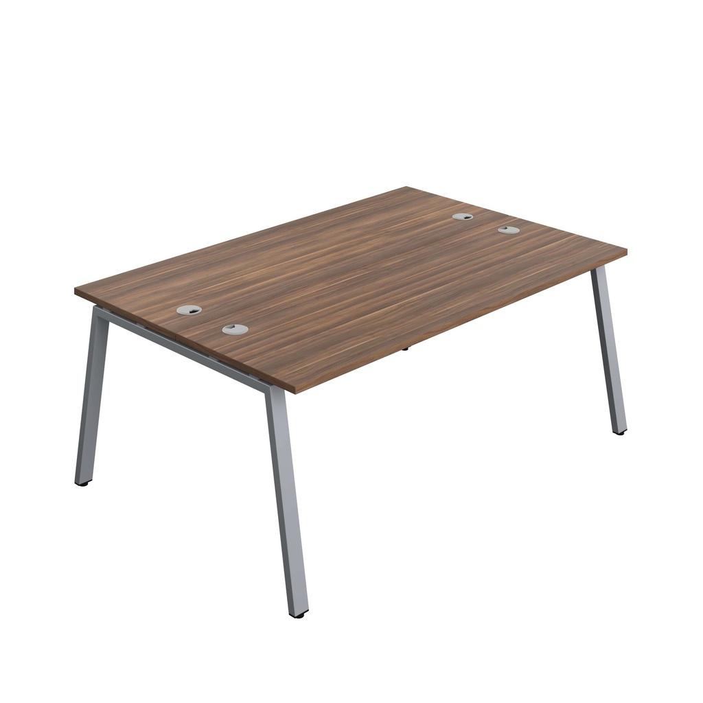 Synergy Bench With Cable Ports: 2 Person (Fsc) | A-Frame Leg | 1800 X 600 | Dark Walnut/Silver