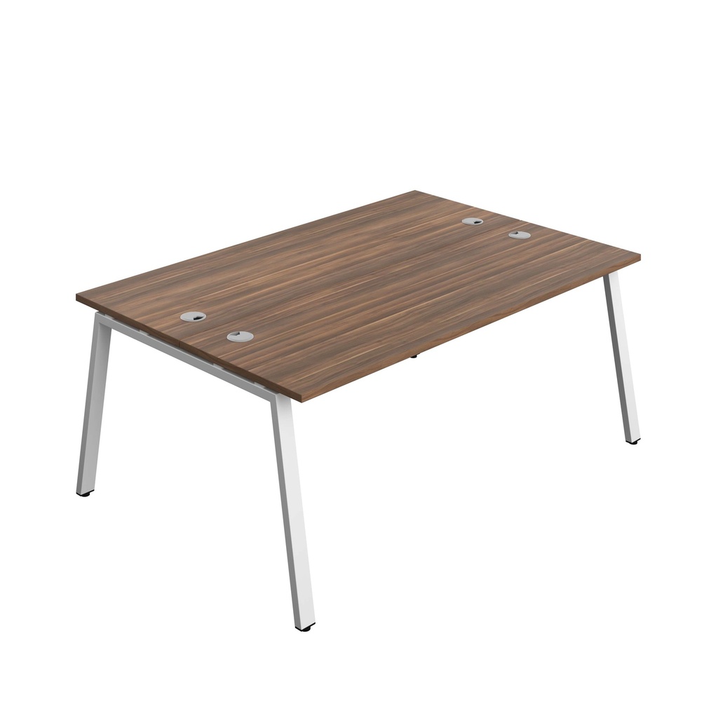 Synergy Bench With Cable Ports: 2 Person (Fsc) | A-Frame Leg | 1800 X 600 | Dark Walnut/White