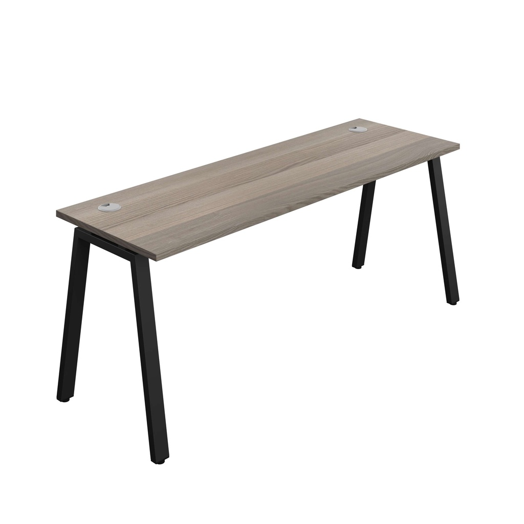 Synergy Bench With Cable Ports: 1 Person (Fsc) | A-Frame Leg | 1800 X 600 | Grey Oak/Black