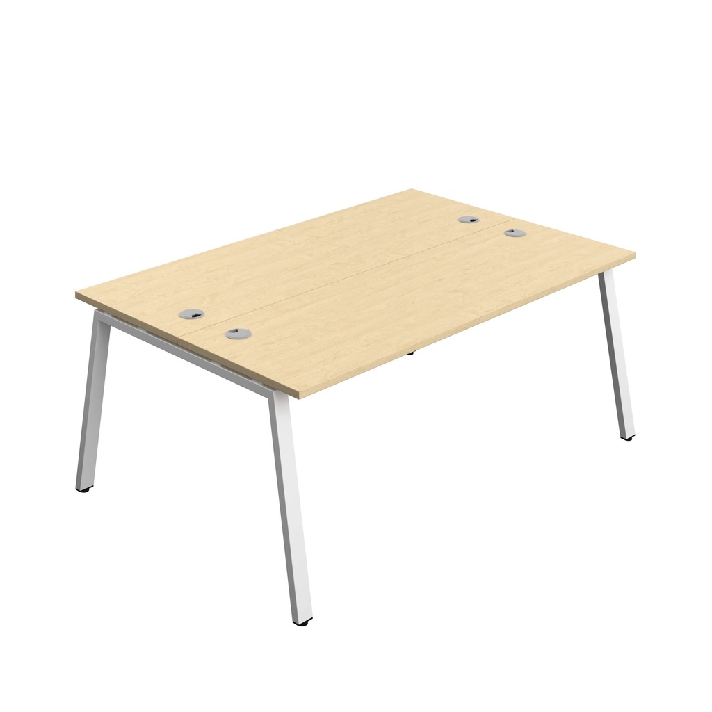 Synergy Bench With Cable Ports: 2 Person (Fsc) | A-Frame Leg | 1800 X 600 | Maple/White