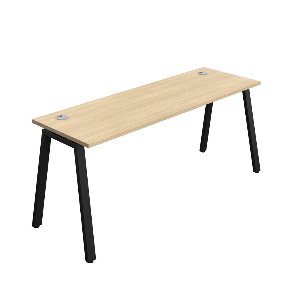 Synergy|1P Bench Desk|Cable Ports|A-Frame|1800X600|Nova Oak-Black