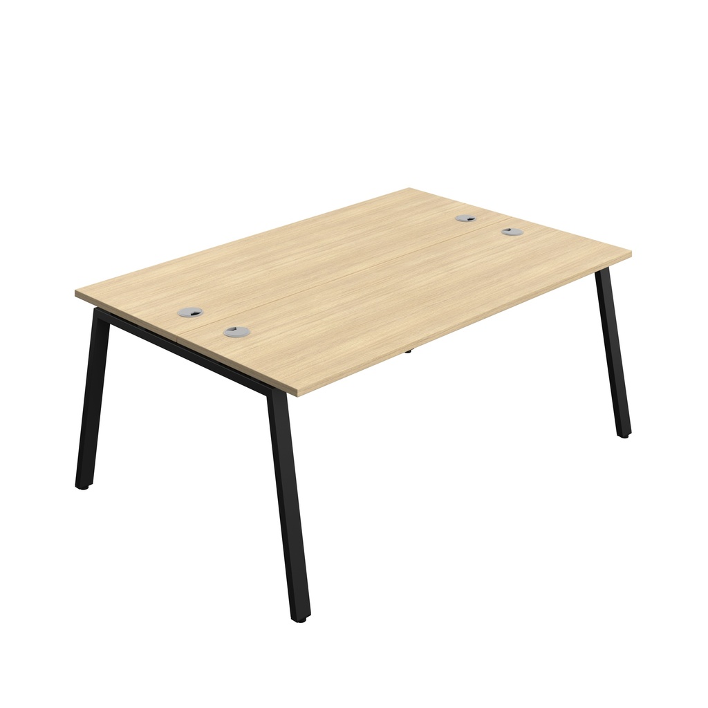 Synergy|2P Bench Desk|Cable Ports|A-Frame|1800X600|Nova Oak-Black