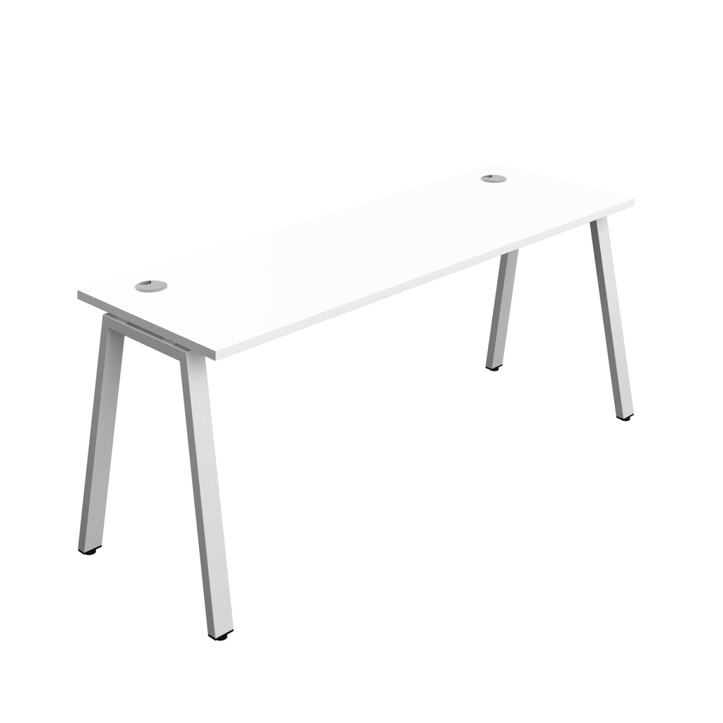 Synergy Bench With Cable Ports: 1 Person (Fsc) | A-Frame Leg | 1800 X 600 | White/Silver