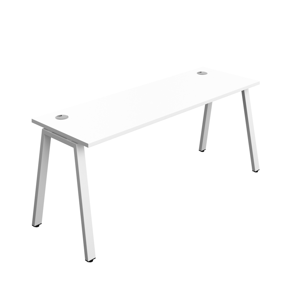 Synergy|1P Bench Desk|Cable Ports|A-Frame|1800X600|White-White