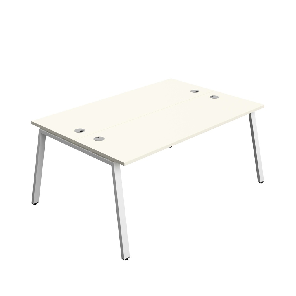 Synergy Bench With Cable Ports: 2 Person (Fsc) | A-Frame Leg | 1800 X 600 | White/White