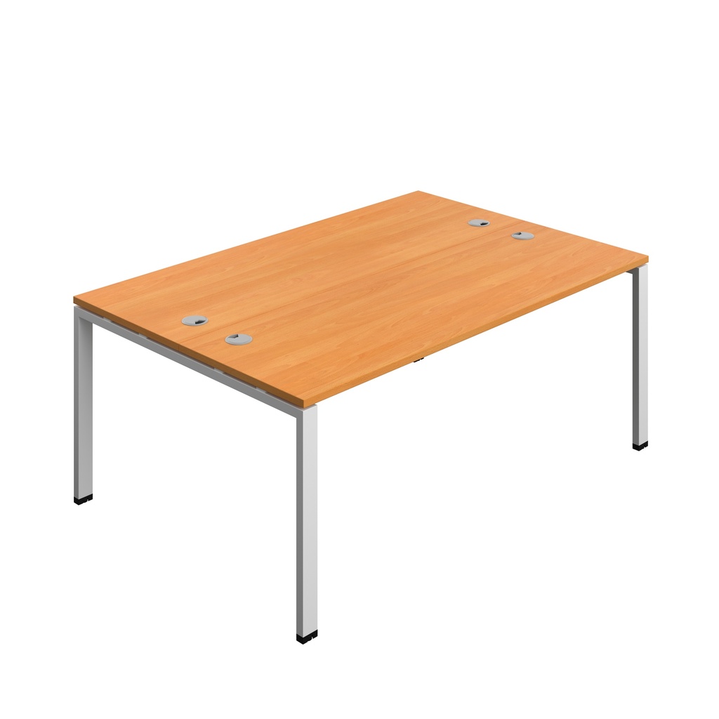 Synergy|2P Bench Desk|Cable Ports|Goal Post|1800X600|Beech-Silver