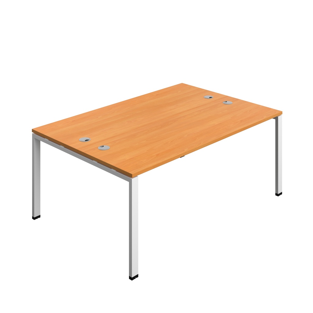 Synergy Bench With Cable Ports: 2 Person (Fsc) | Goal Post Leg | 1800 X 600 | Beech/White