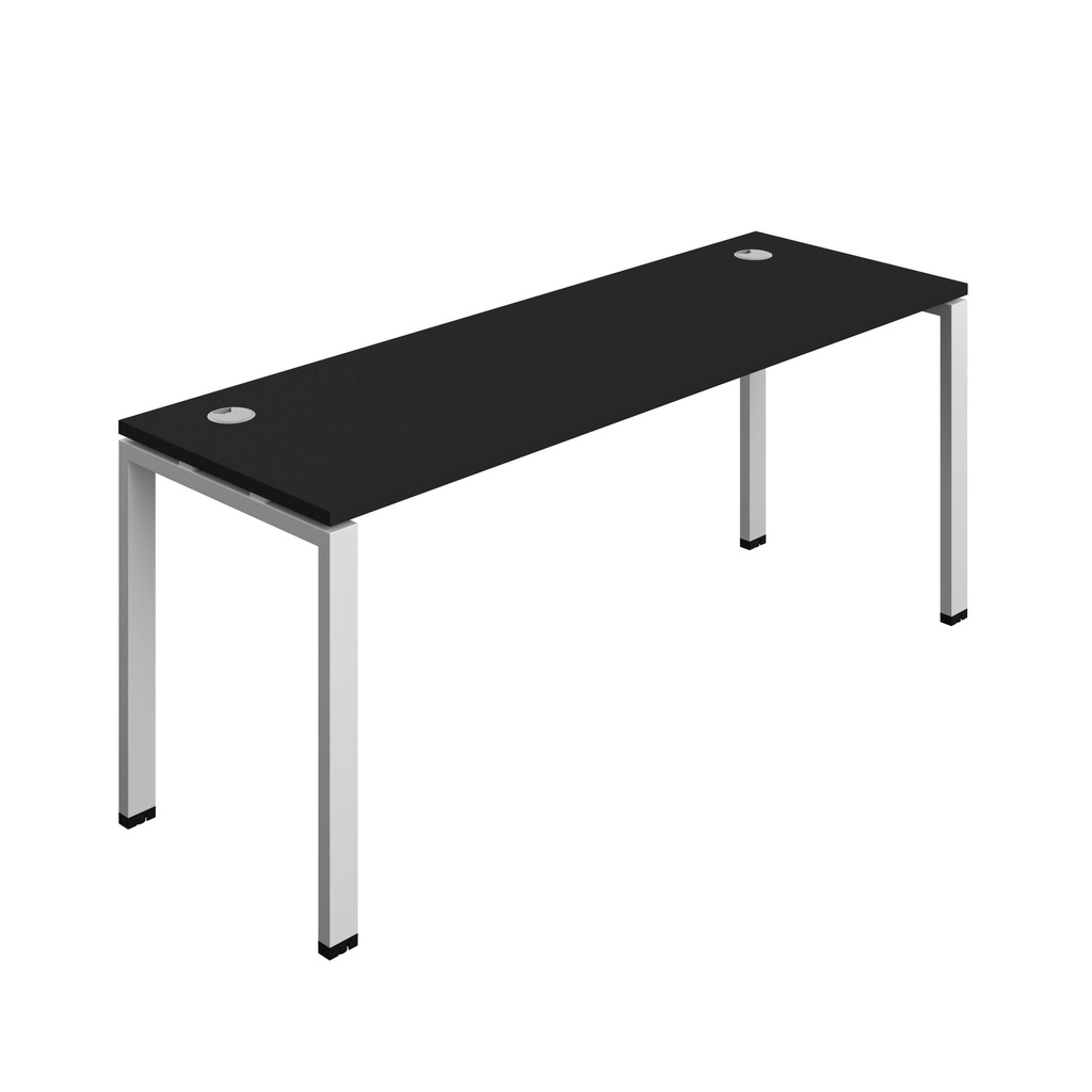Synergy Bench With Cable Ports: 1 Person (Fsc) | Goal Post Leg | 1800 X 600 | Black/Silver