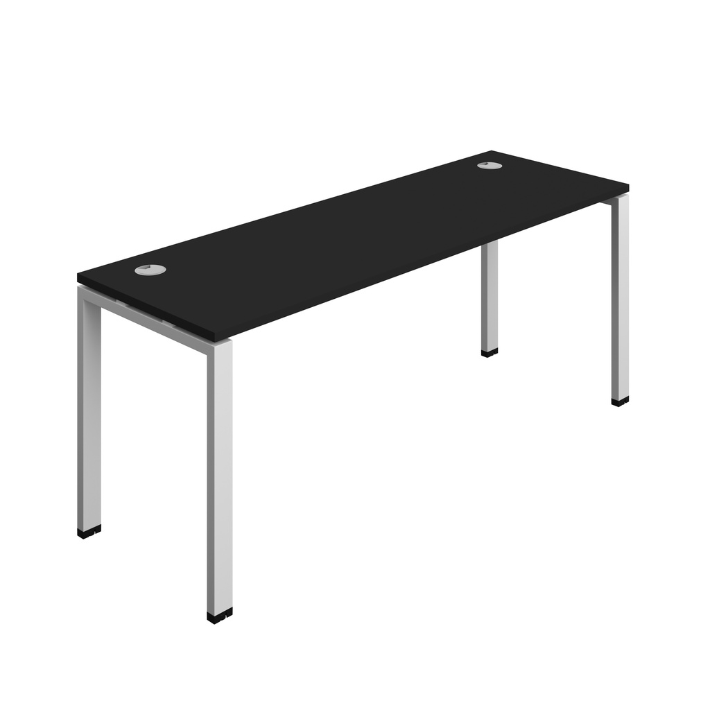 Synergy|1P Bench Desk|Cable Ports|Goal Post|1800X600|Black-Silver