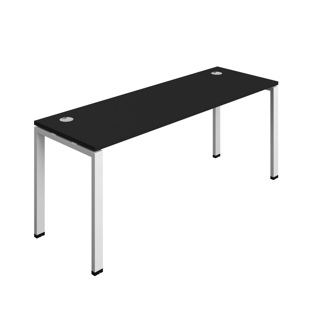 Synergy Bench With Cable Ports: 1 Person (Fsc) | Goal Post Leg | 1800 X 600 | Black/White