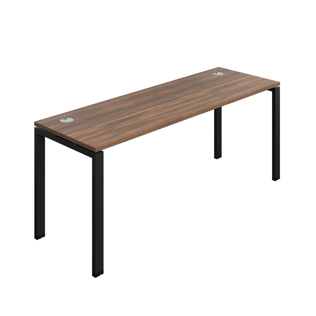 Synergy Bench With Cable Ports: 1 Person (Fsc) | Goal Post Leg | 1800 X 600 | Dark Walnut/Black
