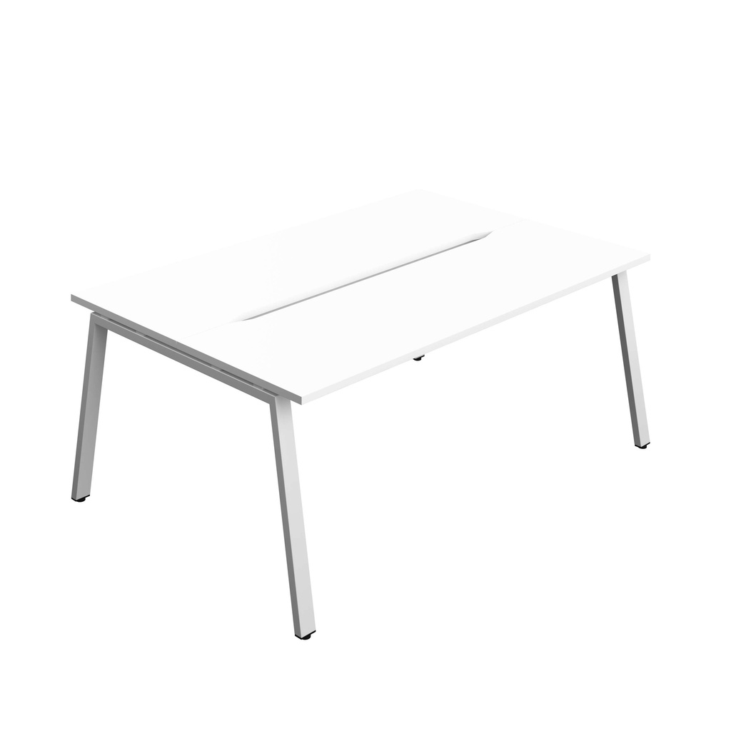 Synergy Bench With Cut Out: 2 Person (Fsc) | A-Frame Leg | 1800 X 700 | White/Silver