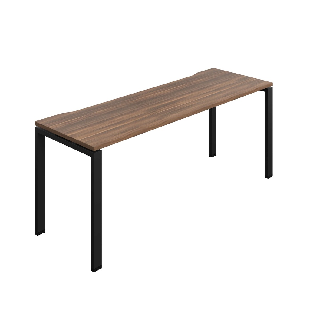 Synergy Bench With Cut Out: 1 Person (Fsc) | Goal Post Leg | 1800 X 700 | Dark Walnut/Black