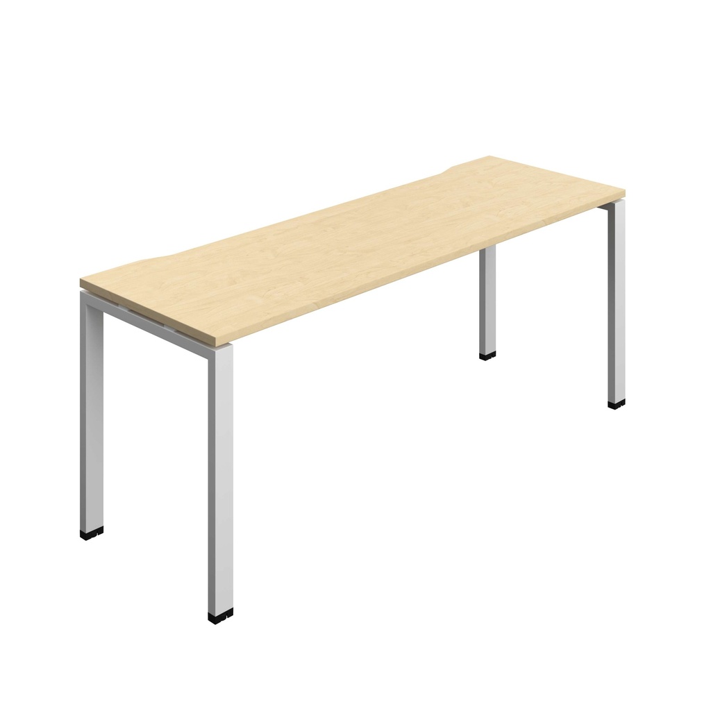 Synergy Bench With Cut Out: 1 Person (Fsc) | Goal Post Leg | 1800 X 700 | Maple/Silver