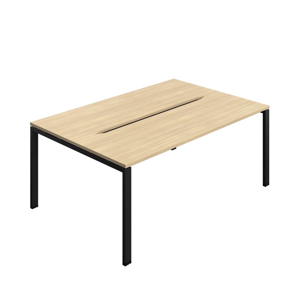 Synergy Bench With Cut Out: 2 Person (Fsc) | Goal Post Leg | 1800 X 700 | Nova Oak/Black
