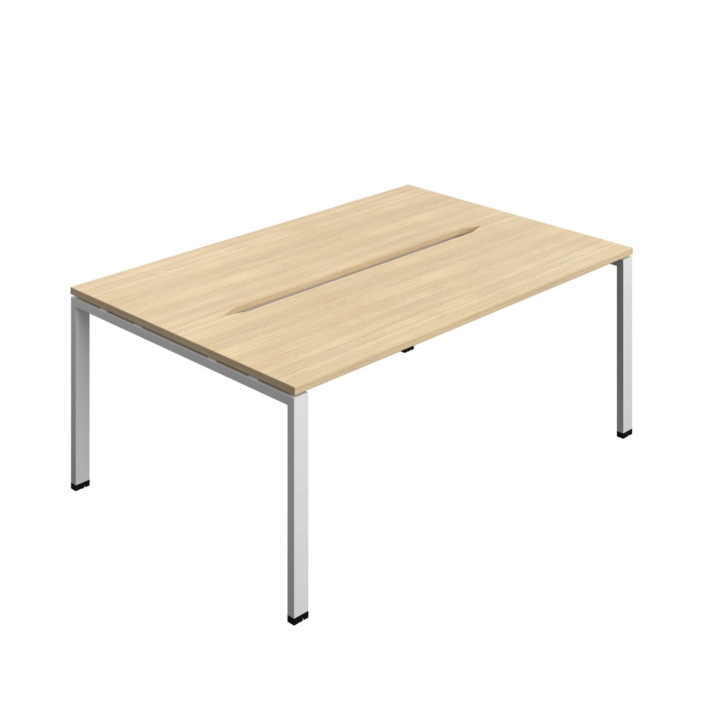 Synergy Bench With Cut Out: 2 Person (Fsc) | Goal Post Leg | 1800 X 700 | Nova Oak/Silver