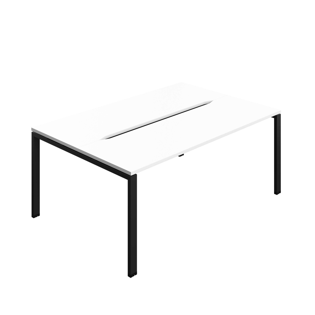 Synergy Bench With Cut Out: 2 Person (Fsc) | Goal Post Leg | 1800 X 700 | White/Black