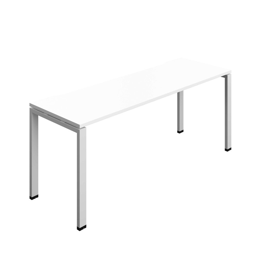 Synergy Bench With Cut Out: 1 Person (Fsc) | Goal Post Leg | 1800 X 700 | White/Silver
