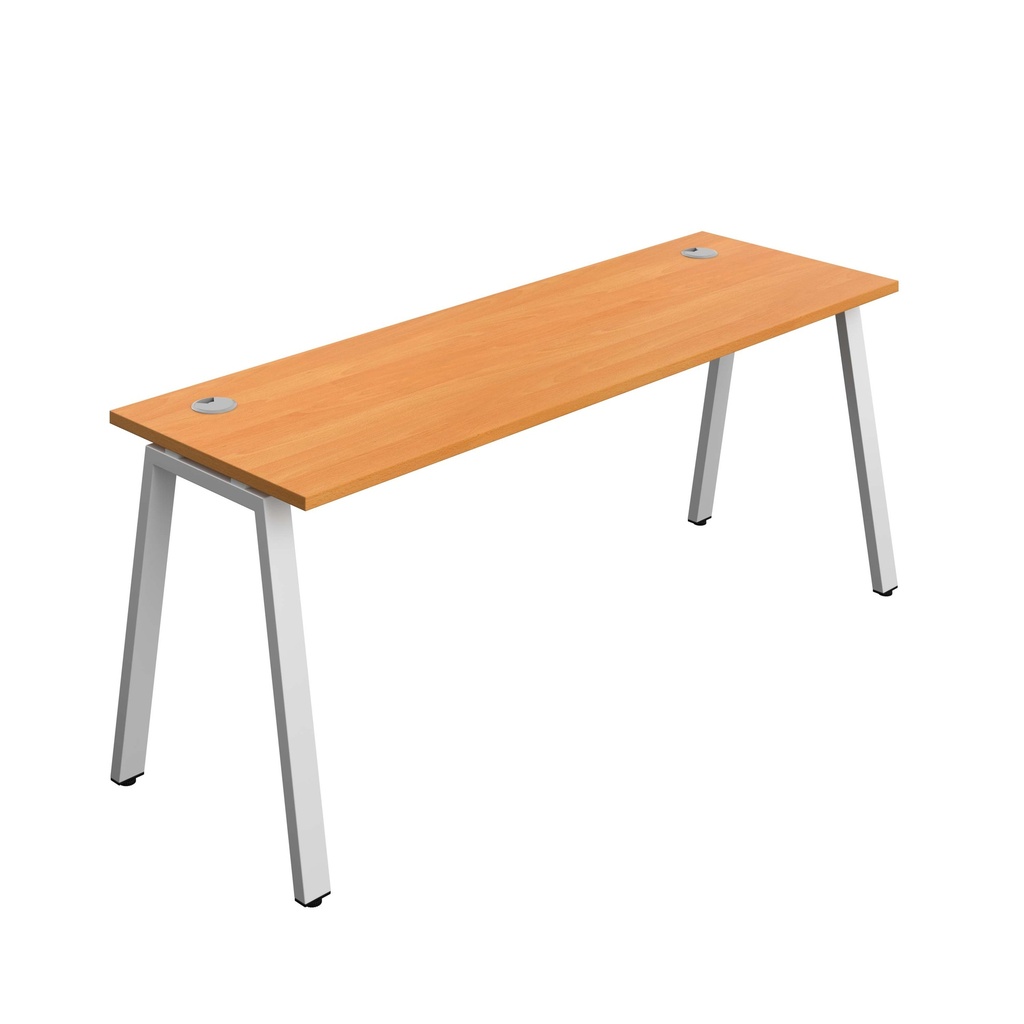 Synergy Bench With Cable Ports: 1 Person (Fsc) | A-Frame Leg | 1800 X 700 | Beech/Silver
