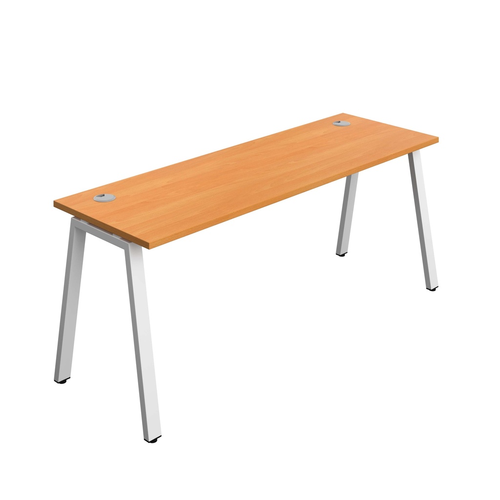 Synergy Bench With Cable Ports: 1 Person (Fsc) | A-Frame Leg | 1800 X 700 | Beech/White