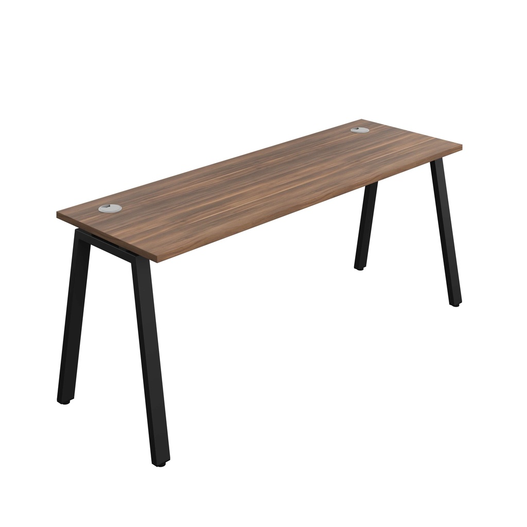 Synergy Bench With Cable Ports: 1 Person (Fsc) | A-Frame Leg | 1800 X 700 | Dark Walnut/Black