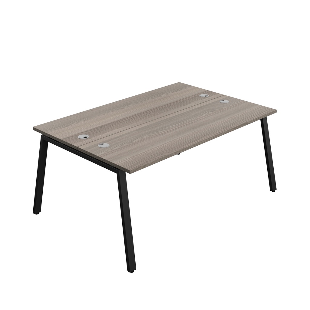 Synergy Bench With Cable Ports: 2 Person (Fsc) | A-Frame Leg | 1800 X 700 | Grey Oak/Black