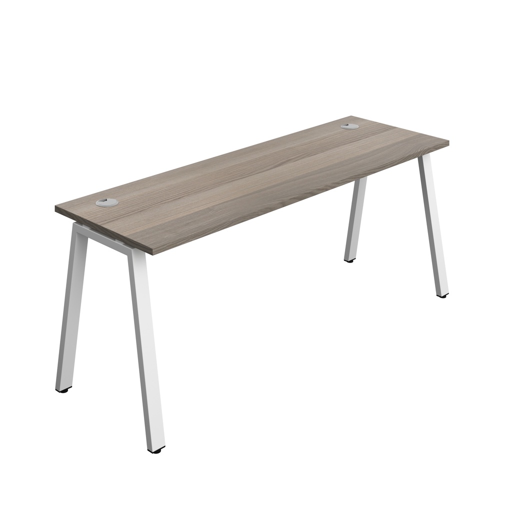 Synergy Bench With Cable Ports: 1 Person (Fsc) | A-Frame Leg | 1800 X 700 | Grey Oak/White
