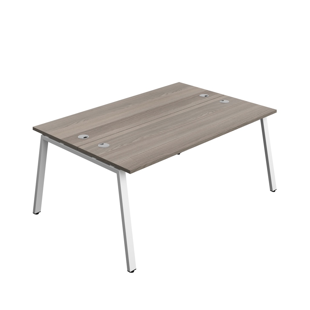 Synergy|2P Bench Desk|Cable Ports|A-Frame|1800X700|Grey Oak-White