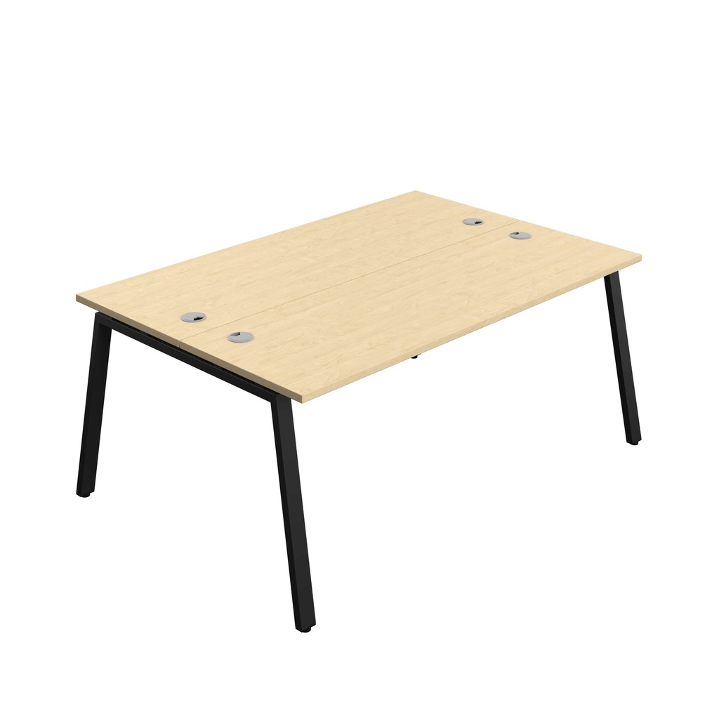 Synergy Bench With Cable Ports: 2 Person (Fsc) | A-Frame Leg | 1800 X 700 | Maple/Black