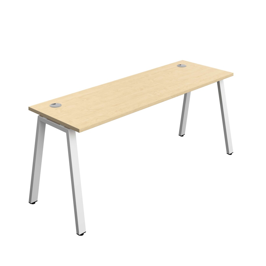 Synergy Bench With Cable Ports: 1 Person (Fsc) | A-Frame Leg | 1800 X 700 | Maple/White