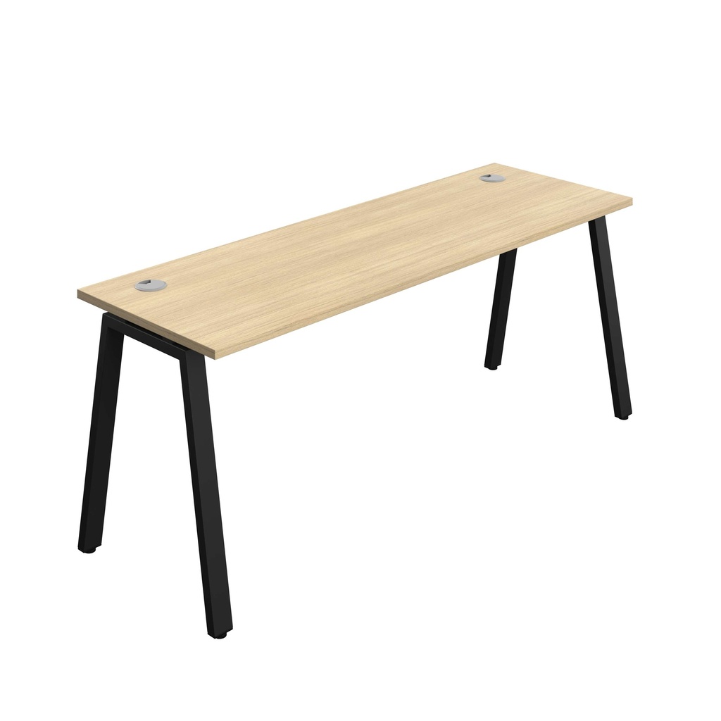 Synergy Bench With Cable Ports: 1 Person (Fsc) | A-Frame Leg | 1800 X 700 | Nova Oak/Black