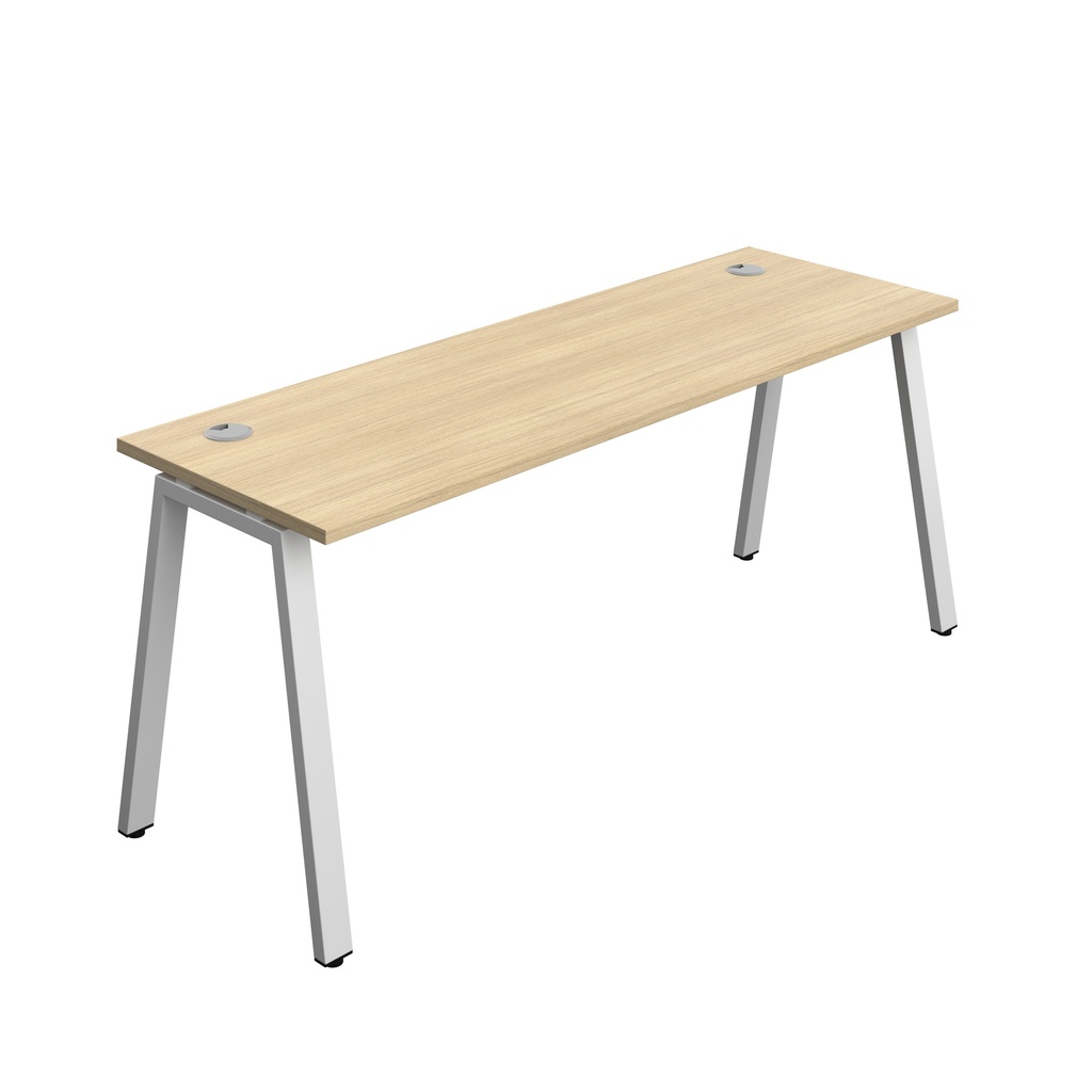 Synergy|1P Bench Desk|Cable Ports|A-Frame|1800X700|Nova Oak-Silver