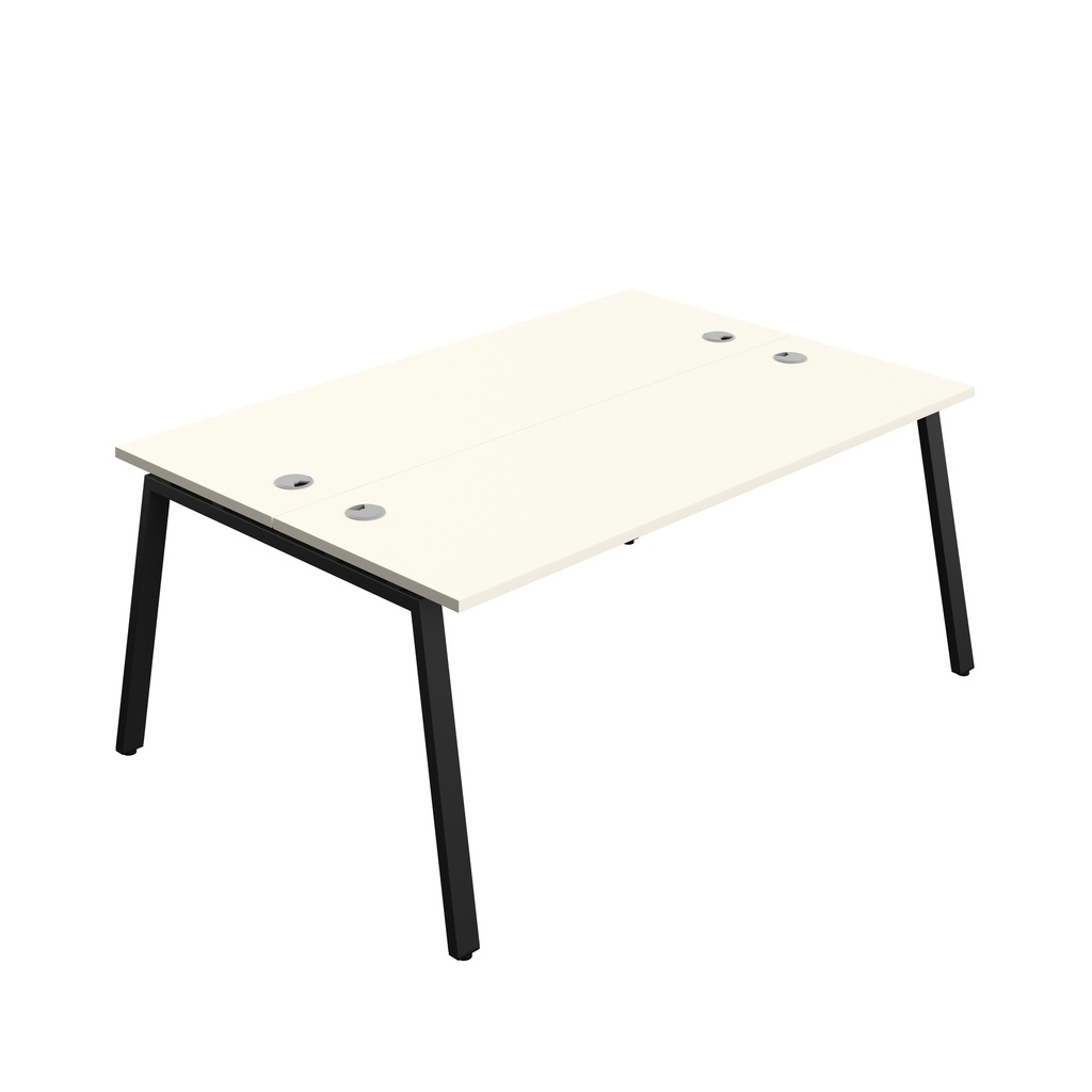 Synergy|2P Bench Desk|Cable Ports|A-Frame|1800X700|White-Black