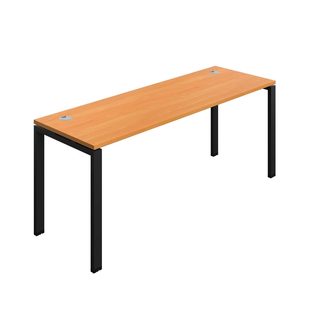 Synergy Bench With Cable Ports: 1 Person (Fsc) | Goal Post Leg | 1800 X 700 | Beech/Black