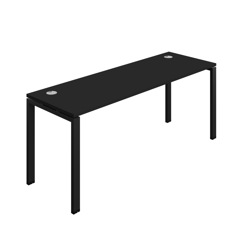 Synergy|1P Bench Desk|Cable Ports|Goal Post|1800X700|Black-Black