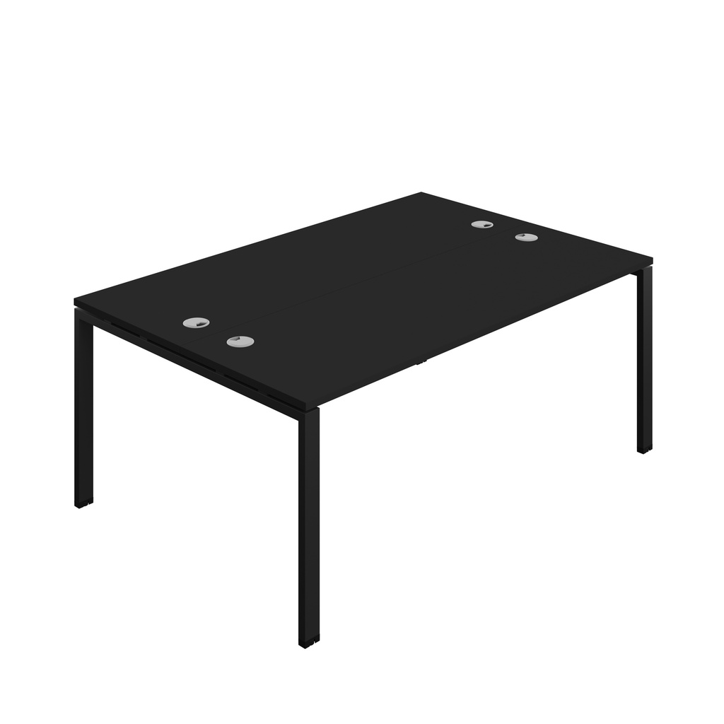 Synergy|2P Bench Desk|Cable Ports|Goal Post|1800X700|Black-Black