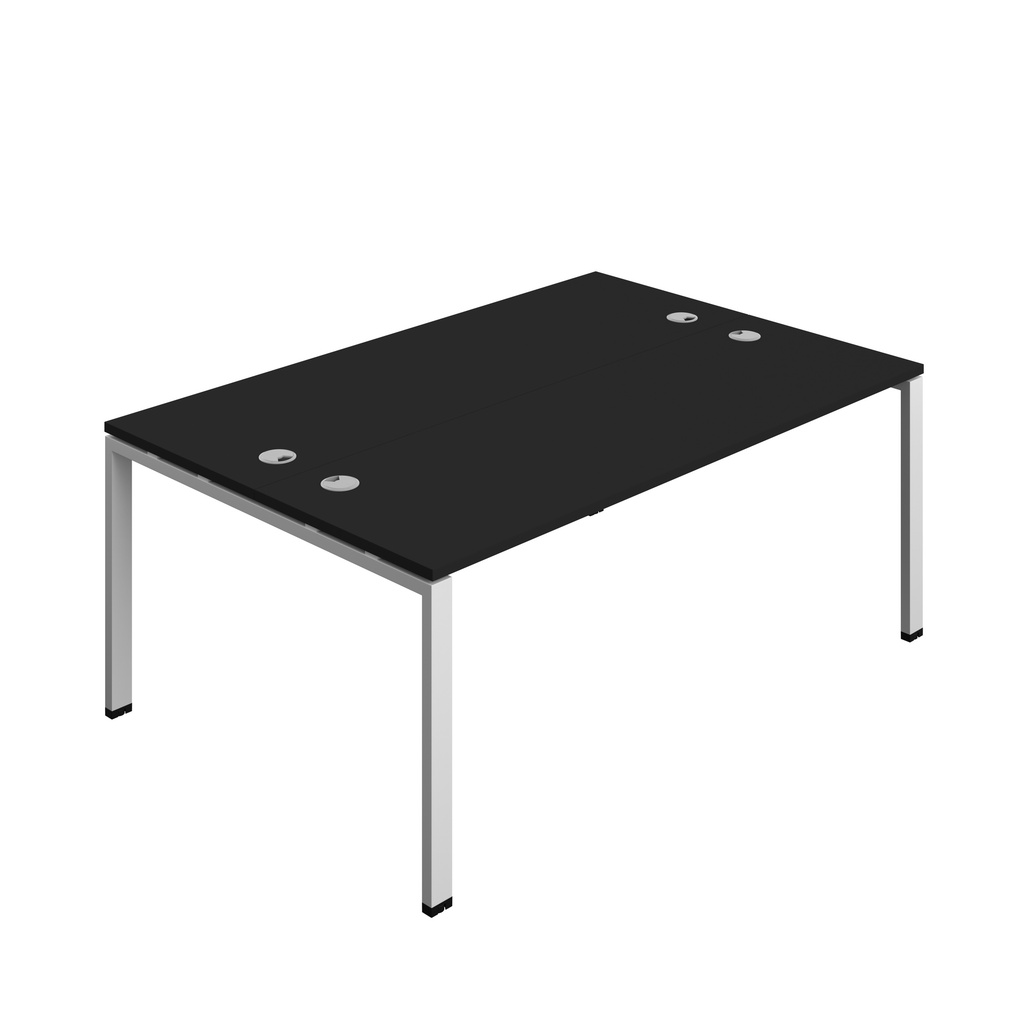 Synergy|2P Bench Desk|Cable Ports|Goal Post|1800X700|Black-Silver