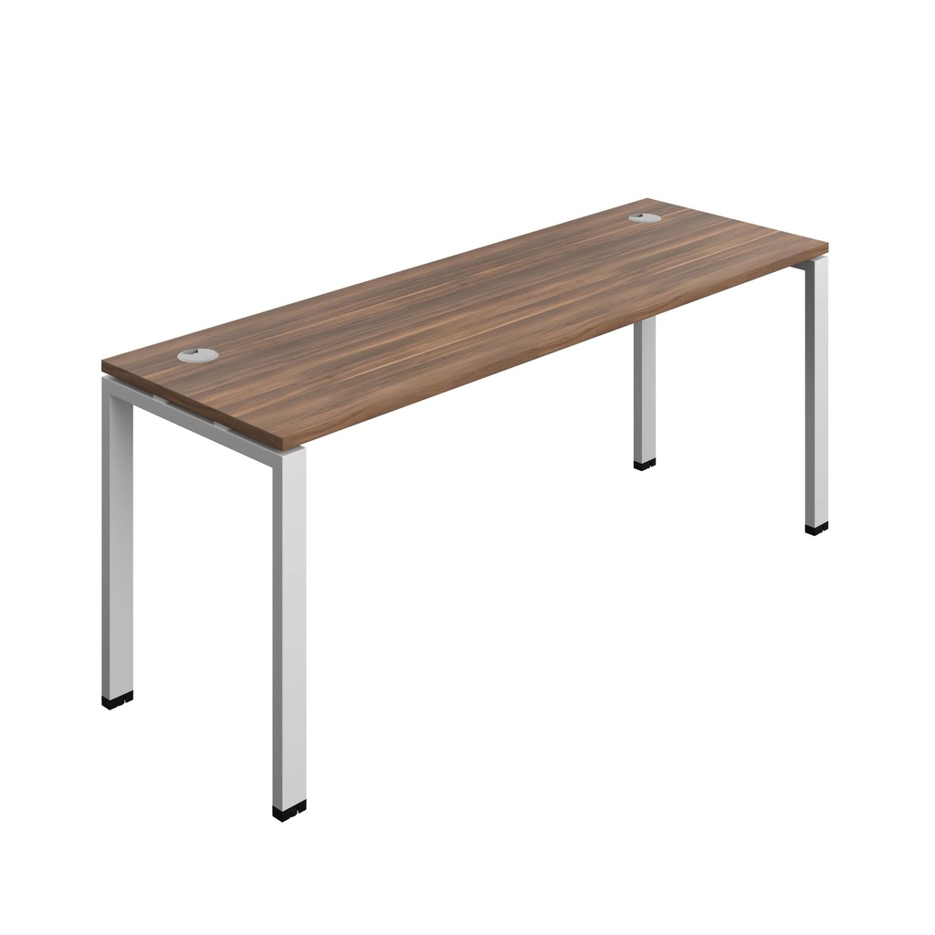 Synergy Bench With Cable Ports: 1 Person (Fsc) | Goal Post Leg | 1800 X 700 | Dark Walnut/Silver