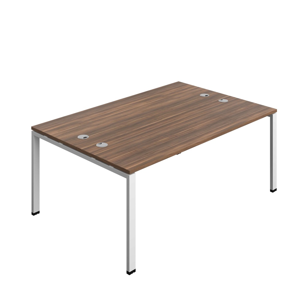 Synergy Bench With Cable Ports: 2 Person (Fsc) | Goal Post Leg | 1800 X 700 | Dark Walnut/White